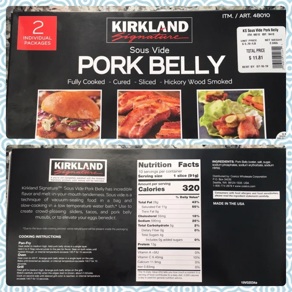 costco pork belly nutrition